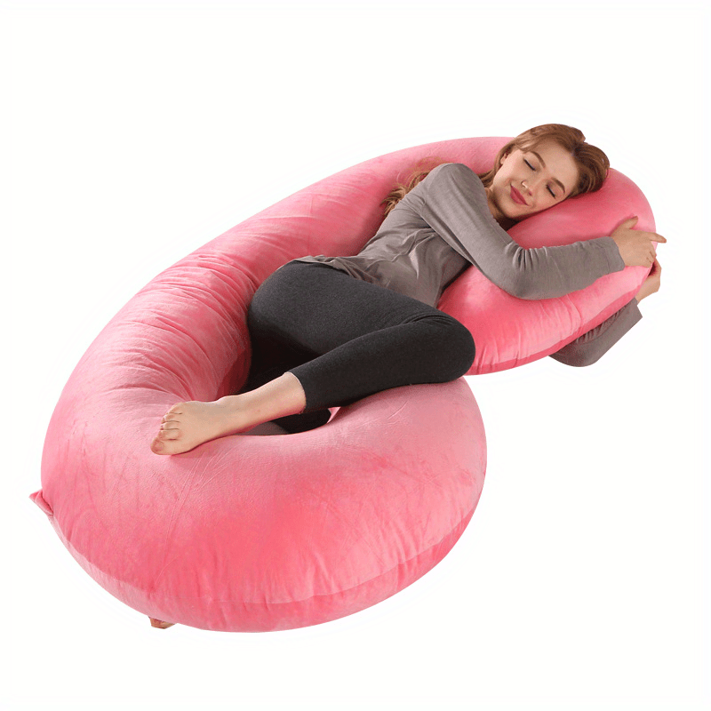 Maternity Pillow Crystal Velvet C-Shaped Pregnancy Pillow with Cooling Cover and Washable Waist Support
