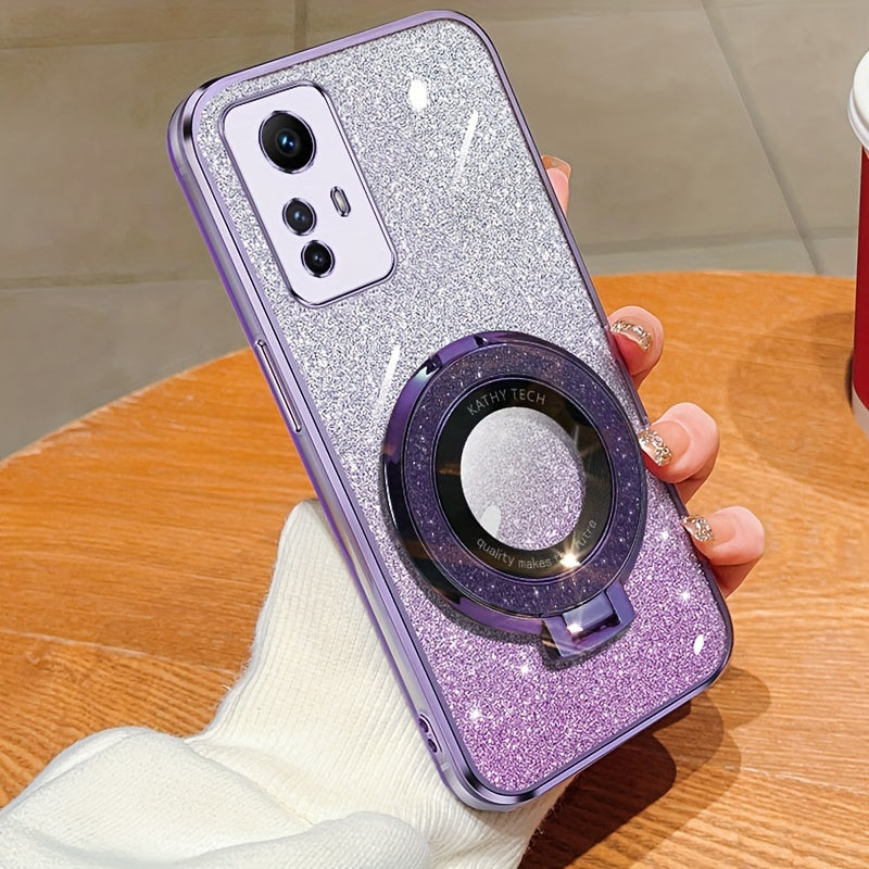 Magnetic Suction Phone Case for Redmi Series with Gradient Flash Powder Shockproof TPU