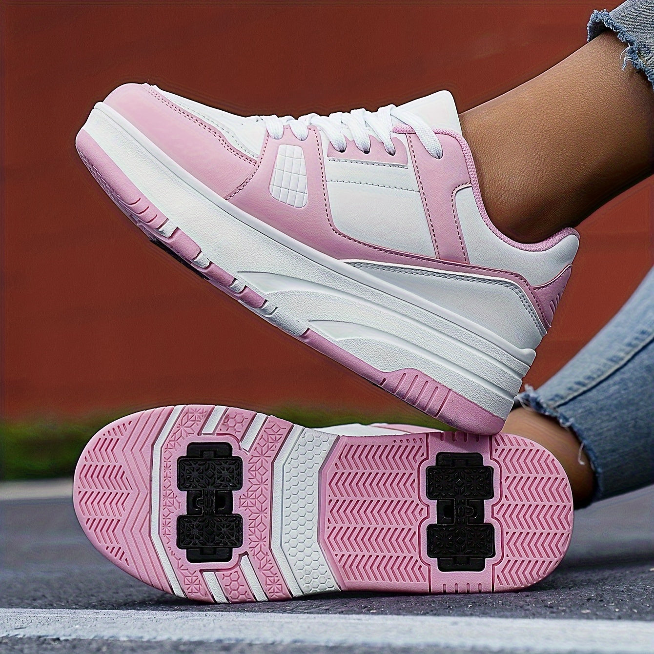 Kids Roller Skates for Girls and Boys All-Season Low Top PU Fabric Sole Sports