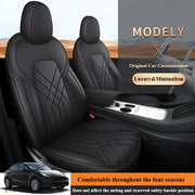 Luxury Nappa Leather Car Seat Covers Full Set for Tesla Model Y 2020-2024