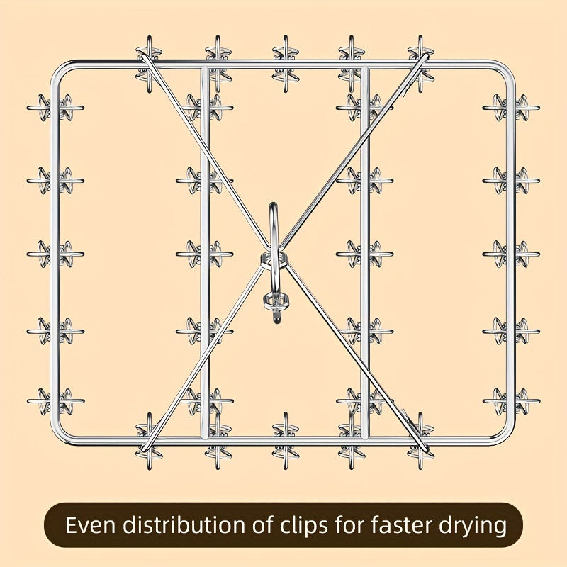 Asosiy Kir yuvish Aksessuari: Po'latdan yasalgan paypoq quritish stendi, shamolga chidamli aylanuvchi osma va paypoqlar, brasslar va ichki kiyimlar uchun 20/30/40 kliplar.