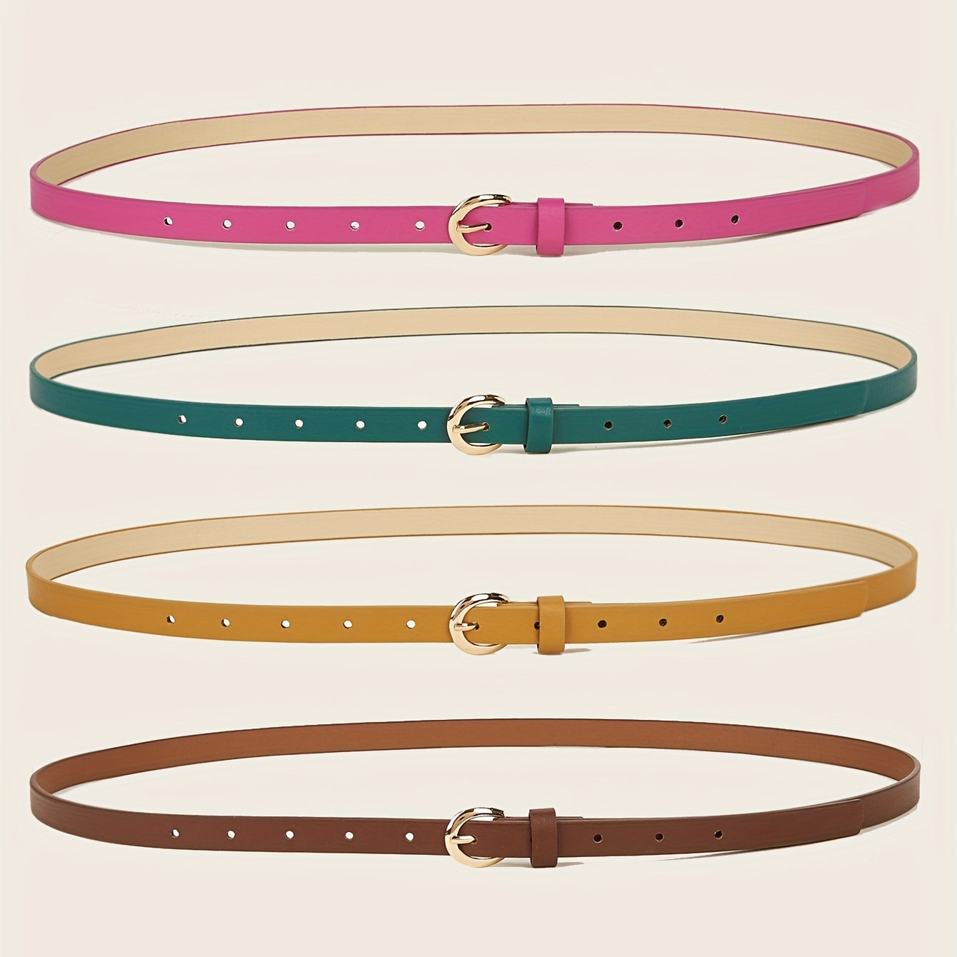 Women's PU Leather Belt with Needle Buckle for Casual Jeans in Solid Colors