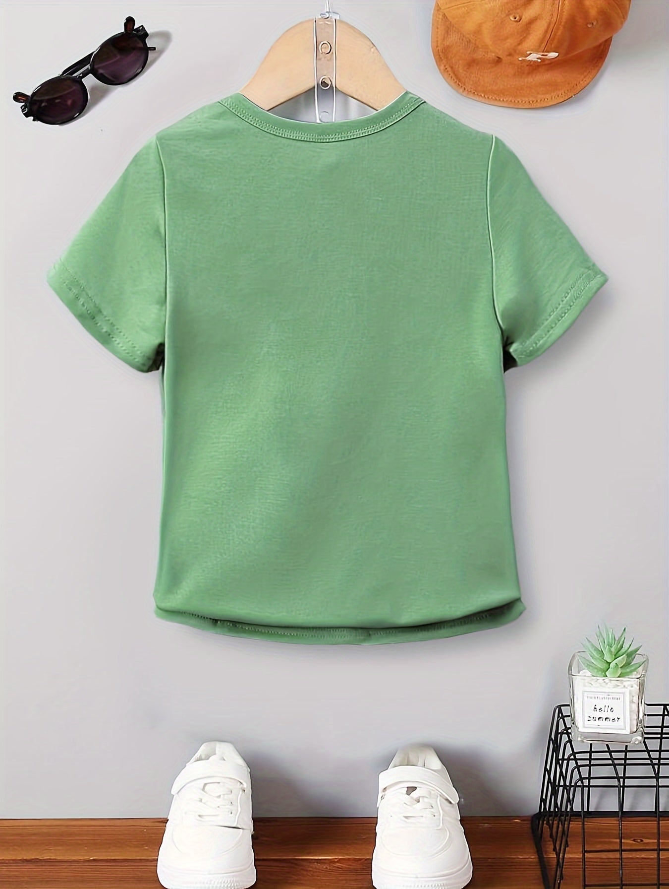 Camiseta casual de verano para niños con estampado de alfabeto y cuello redondo