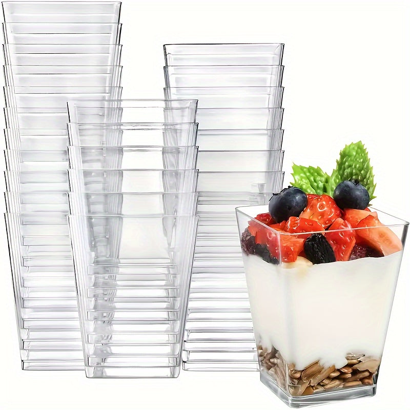 25 Clear Plastic Reusable Appetizer Cups for Desserts Fruit Mousse Pudding