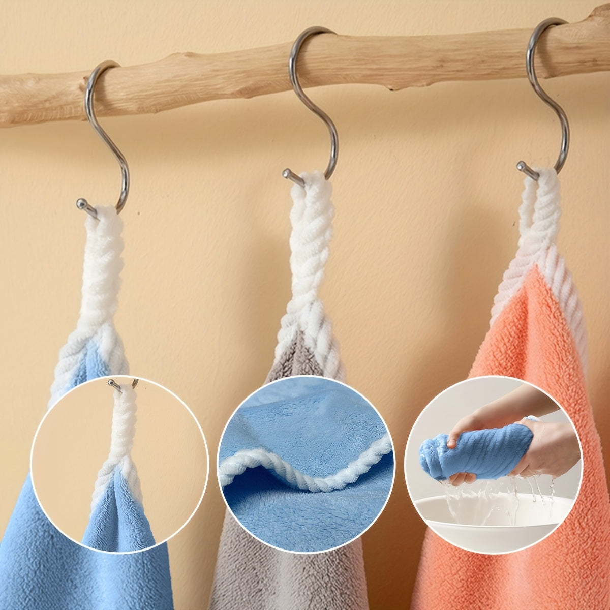 Set of 12 Microfiber Cleaning Cloths with Hanging Loop for Kitchen Bathroom and Toilet