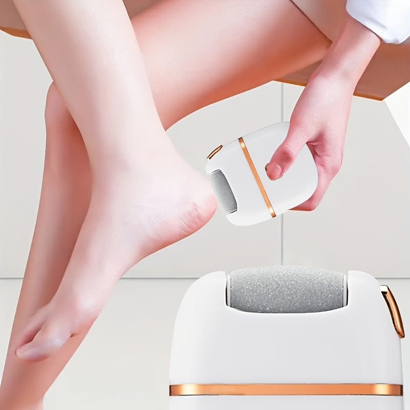 1 шт. MIGUAN Перезаряжаемый электрический ножной шлифовальный станок для гладкой искусственной кожи - зарядка через USB, 3 насадки, дизайн белый и розовое золото, аккумулятор 500 мАч, для педикюра дома, инструмент для сглаживания кожи.