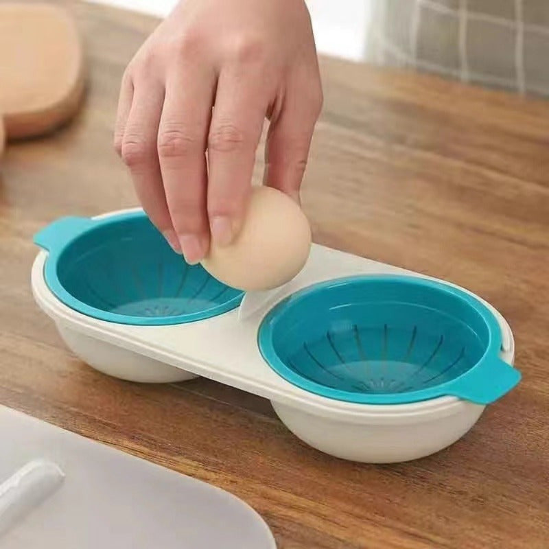 Dual Chamber Microwave Egg Poacher Non-Stick Plastic Kitchen Gadget