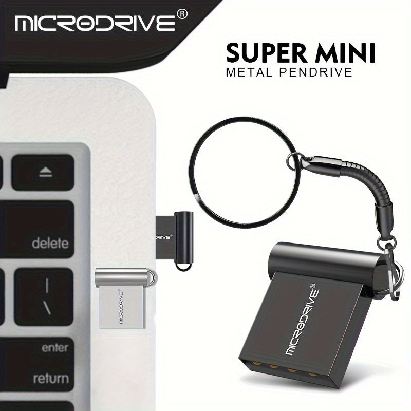 MICRODRIVE Super Mini Metal USB 2.0 Flesh Drayv Kalit zanjiri bilan - 16GB, 32GB, 64GB da mavjud