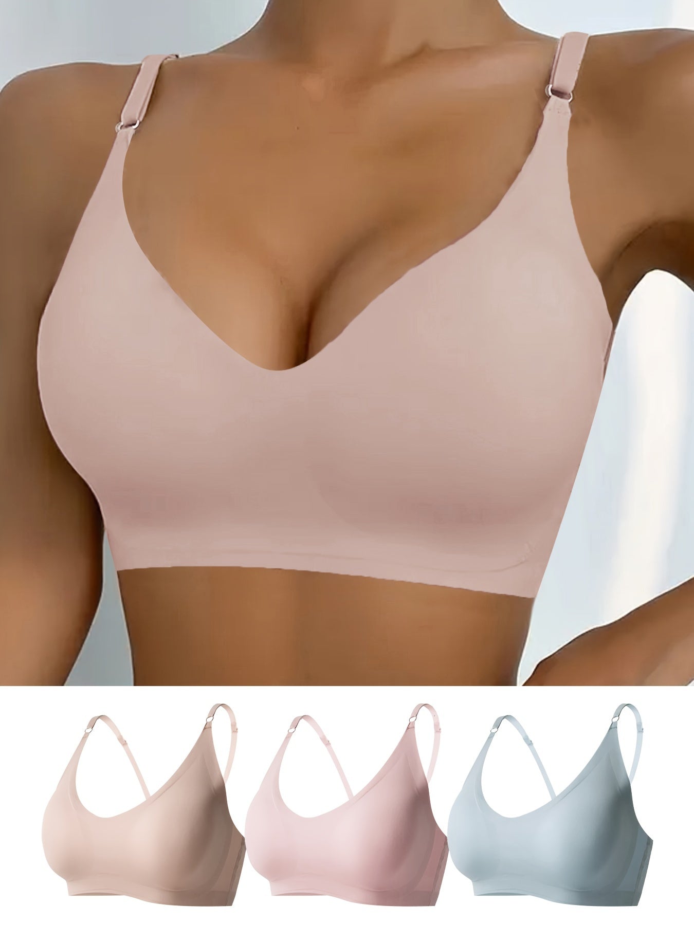 Women's Seamless Push-Up Bras with Chest Pads Breathable Lingerie Underwear