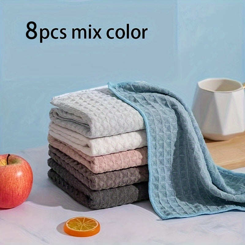 Microfiber Waffle Weave Cleaning Cloths 4/8 Pack, Super Absorbent Kitchen Towels