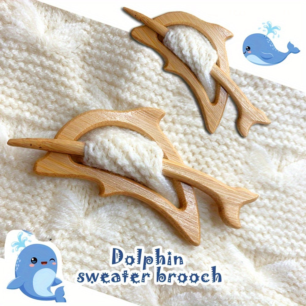 Wooden Animal Brooch Set of 3 or 5, Cute Animal Pattern Sweater Clips