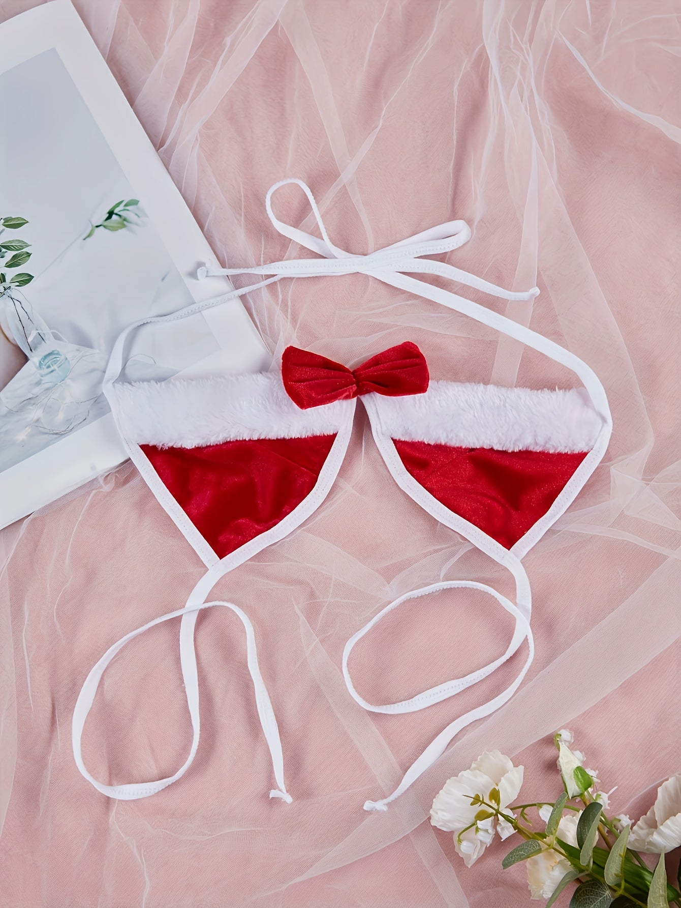 Adult Bunny Costume Set with Headband Bralette Thong and Bunny Tail