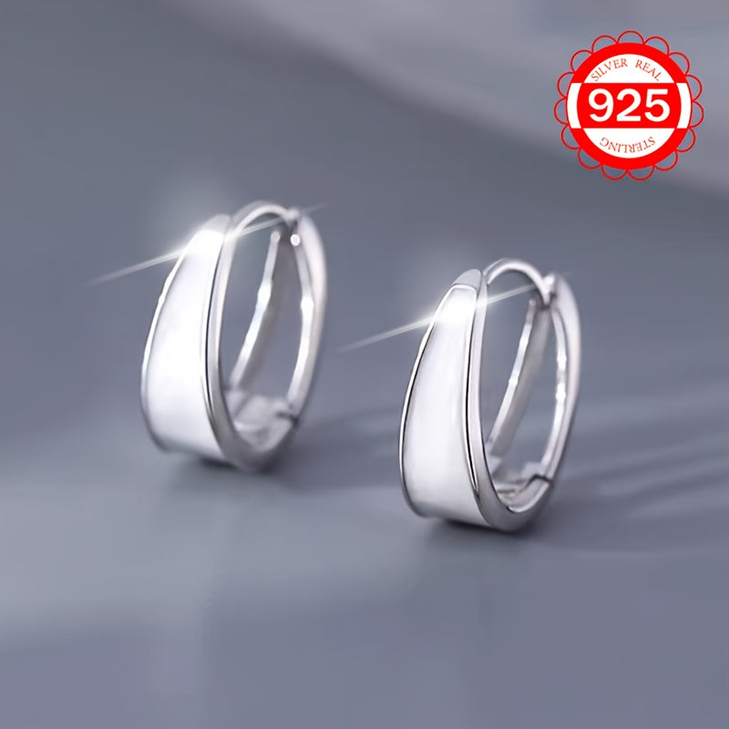 Hypoallergenic Silver Earrings for Women Oil Drop Circle Design Round Circle Ear Buckle Gift for Couples and Weddings