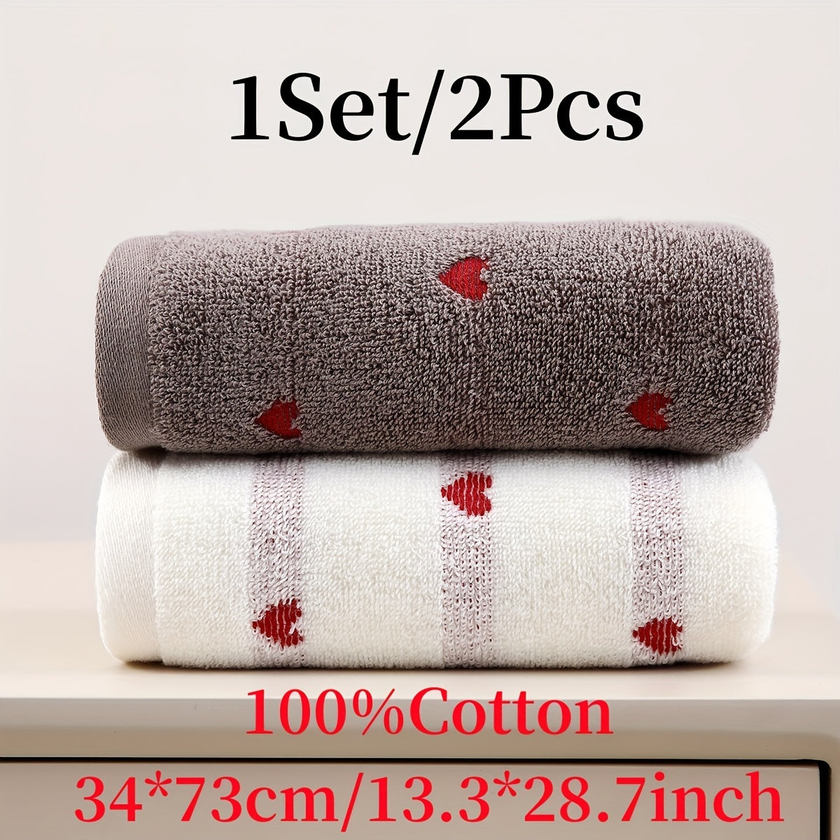 Set of 2 Cotton Face Towels Soft Absorbent Space-Themed 33.78x72.9 cm