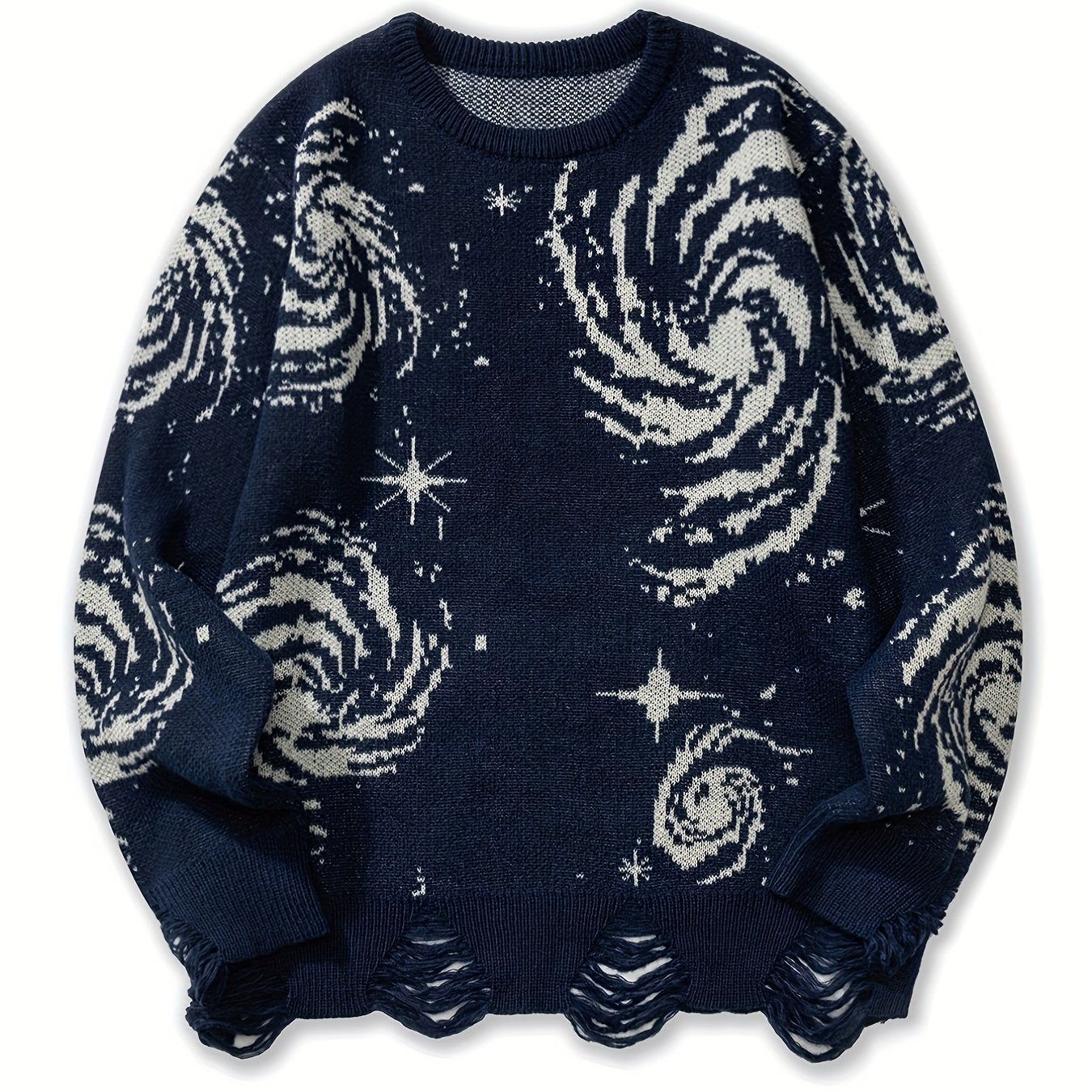 Men's Knit Sweater with Starry Graphic Print Plus Size Casual Pullover