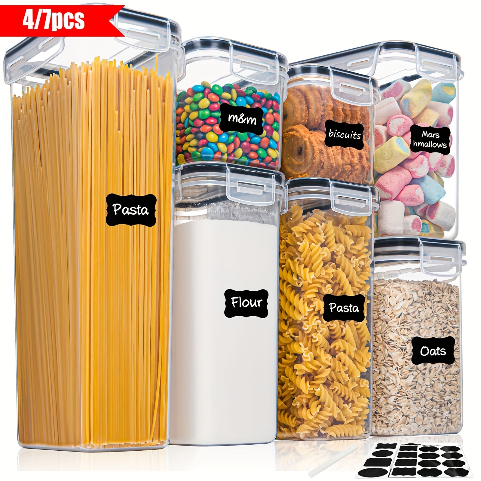 Набор пластиковых контейнеров для хранения продуктов без BPA для кухни в автодоме, банки для круп