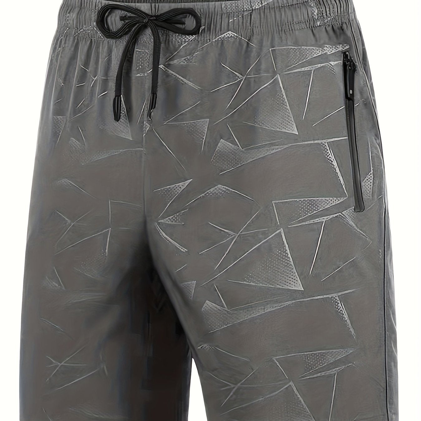 Plus Size Men's Athletic Shorts Quick-Dry Breathable Polyester Geometric Print Elastic Waistband