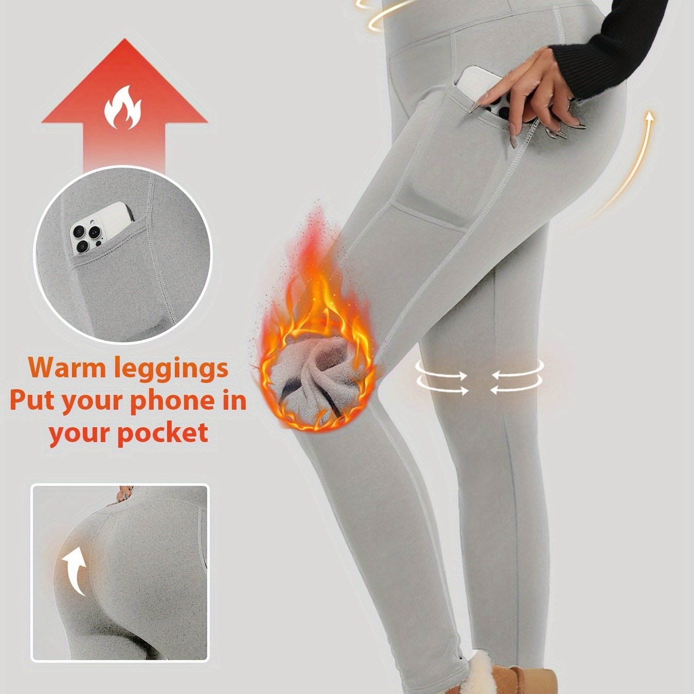 Leggings de terciopelo para otoño e invierno para deporte, casual, ajustado, con bolsillos