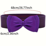 Women's Dress Coat Girdle with Candy-Colored Bowknot Wide Belt and Elastic Waistband