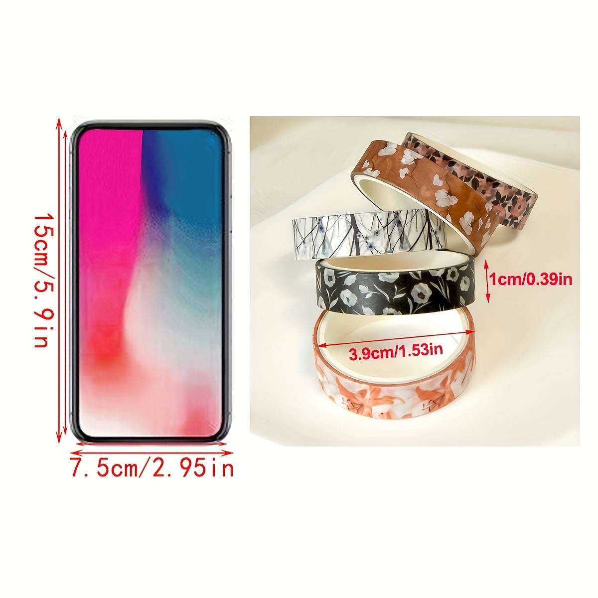 Juego de 5 rollos de cinta washi de la serie de plantas para diarios, manualidades y decoraciones