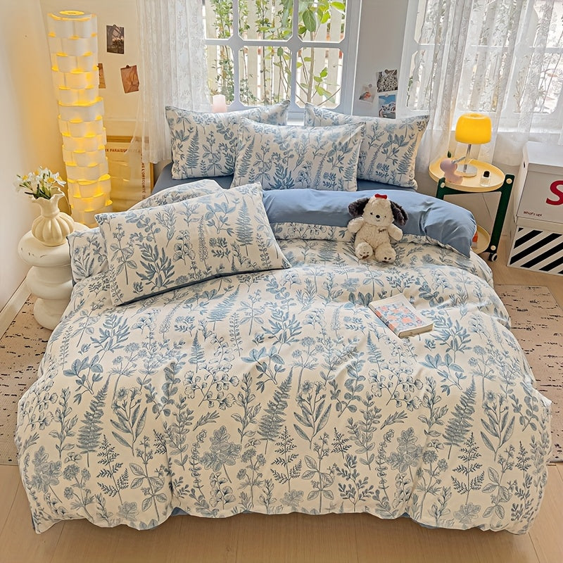 Yumshoq gullar naqshidagi yotoq to'plami, yostiq qoplari bilan birga, nafas oladigan polyesterdan tayyorlangan va zip yopilishi mavjud. Har mavsum uchun mos, yotoqxona va mehmonxonalar uchun mukammal.