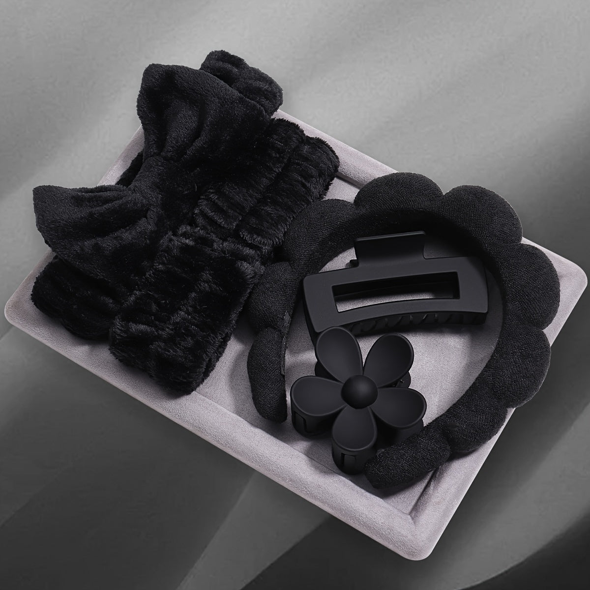 Women’s Hair Accessory Set with Linen Headband Wristbands and Bow Clips