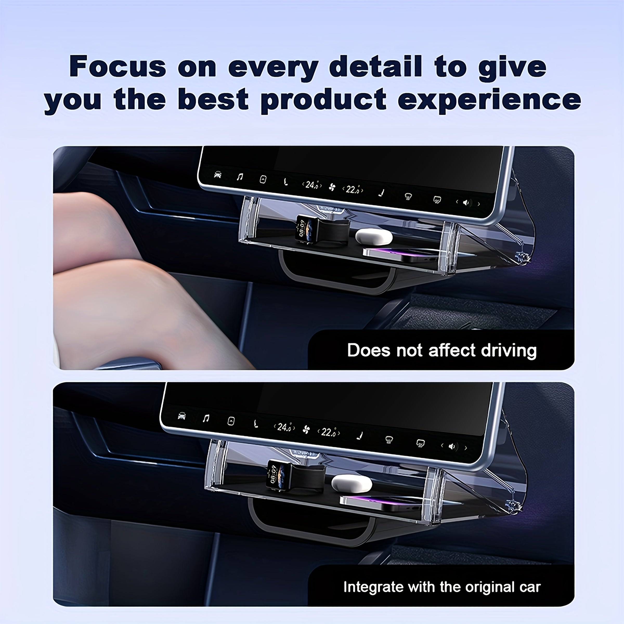 Car Interior Under-Screen Storage Box for Tesla Model Y and 3 Center Console Organizer