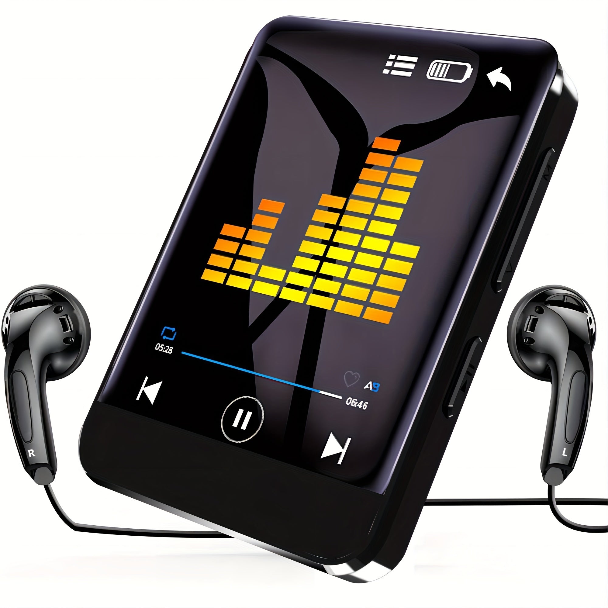 Reproductor MP3 portátil 64GB Pantalla táctil Radio FM Grabadora de voz Tipo-C inalámbrico