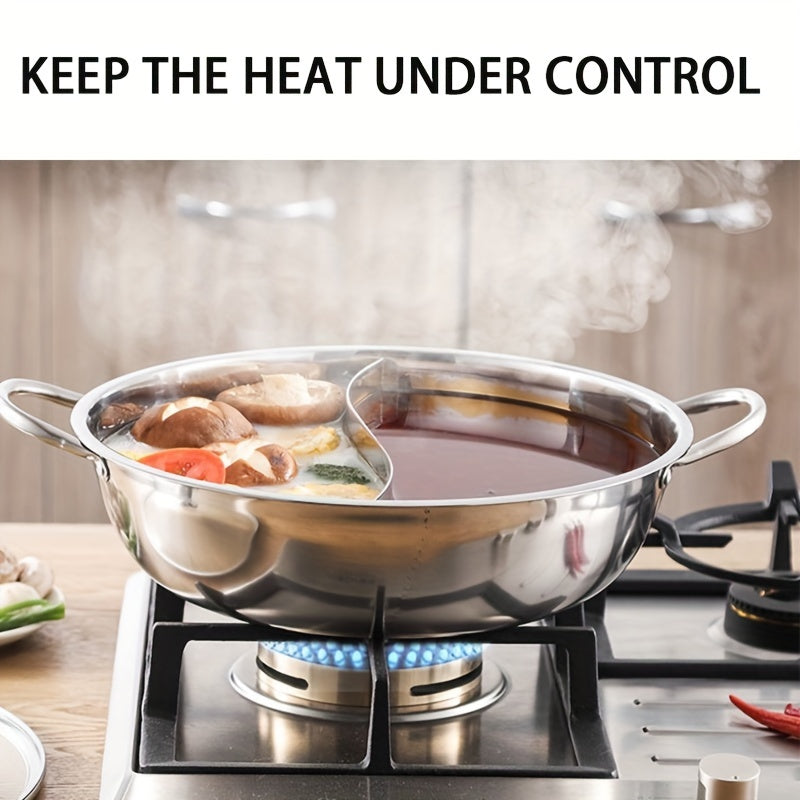 Induction-Compatible 28cm Stainless Steel Divider Cookware Dual Flavor Shabu Shabu Pot