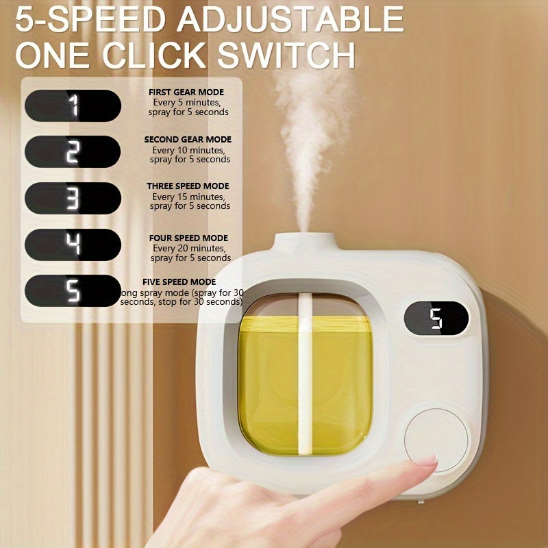 Rechargeable 5-Speed Room Humidifier with Digital Display and Fragrance Dispenser