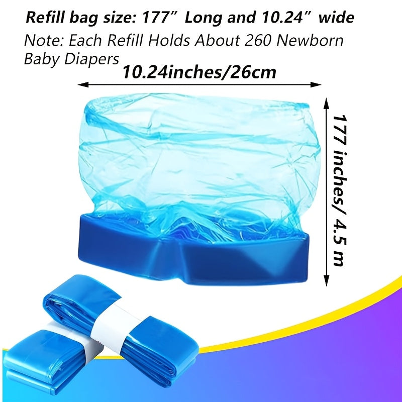 Leak-Proof Odor Control Diaper Pail Refills Blue White Striped Bags