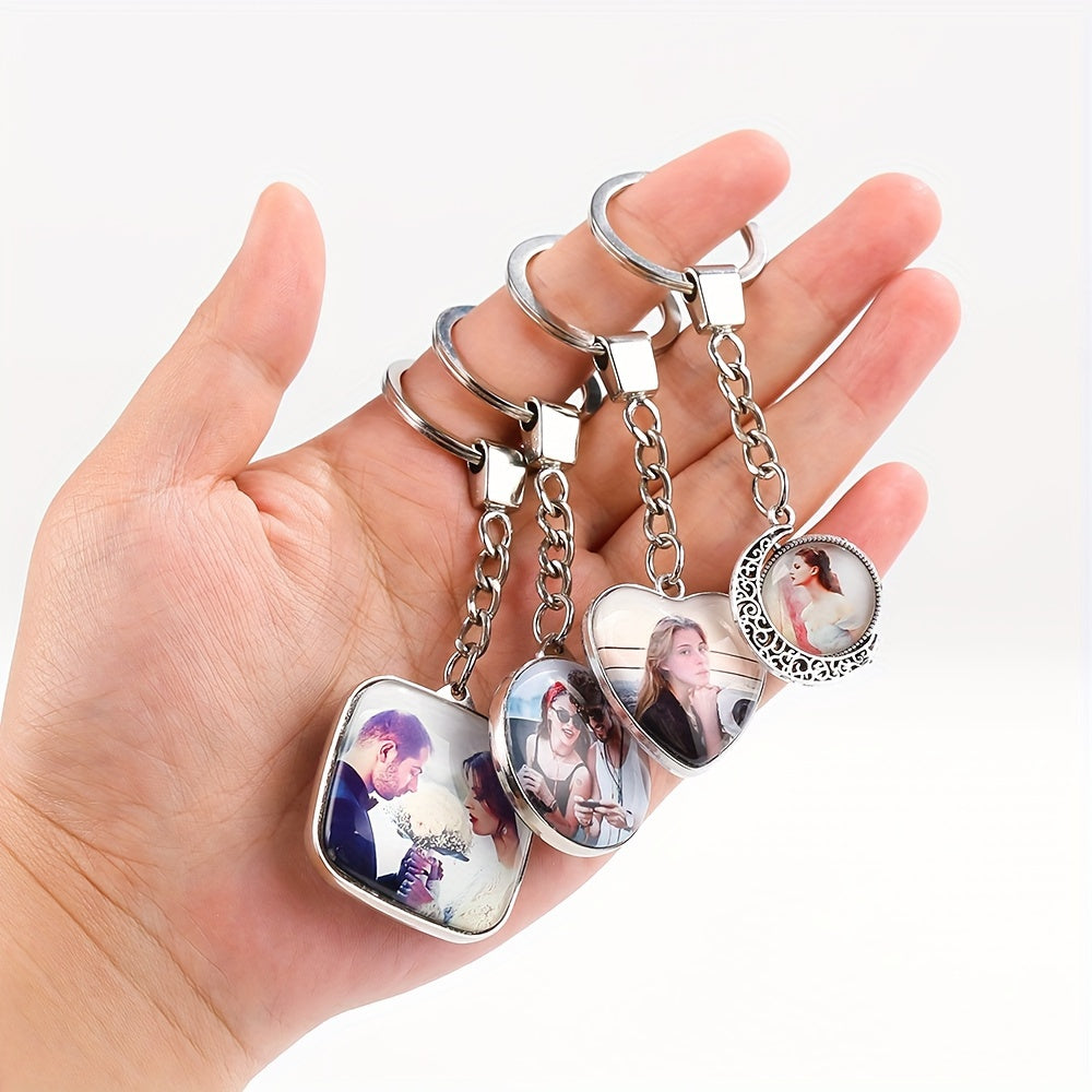 Personalized Love Heart Keychain with Photo Insert for Gifts and Keepsakes