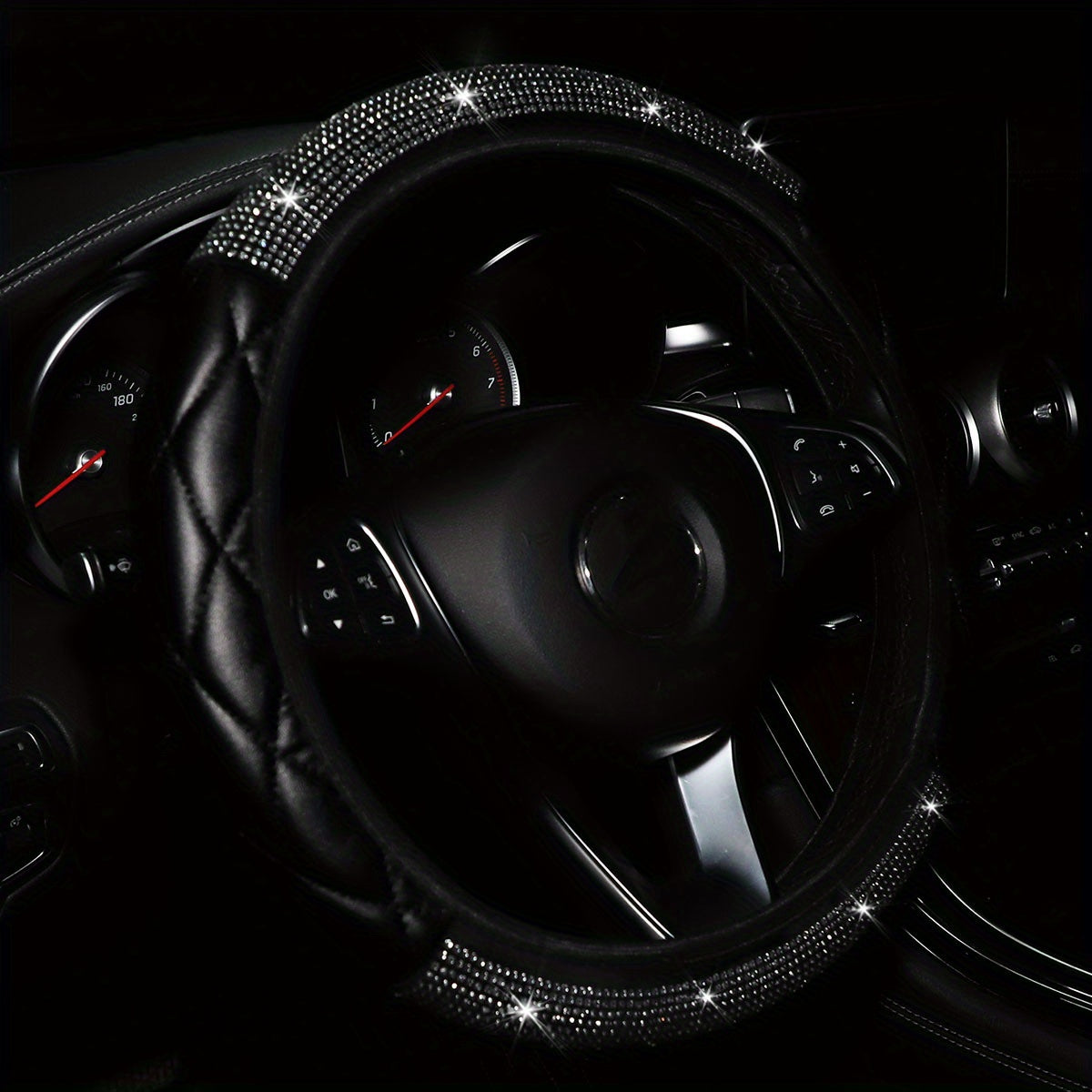 Avtomobil boshqaruv g'ildiragi qopqog'i to'plami yumshoq faux charm 37-38 sm uch o'lchovli