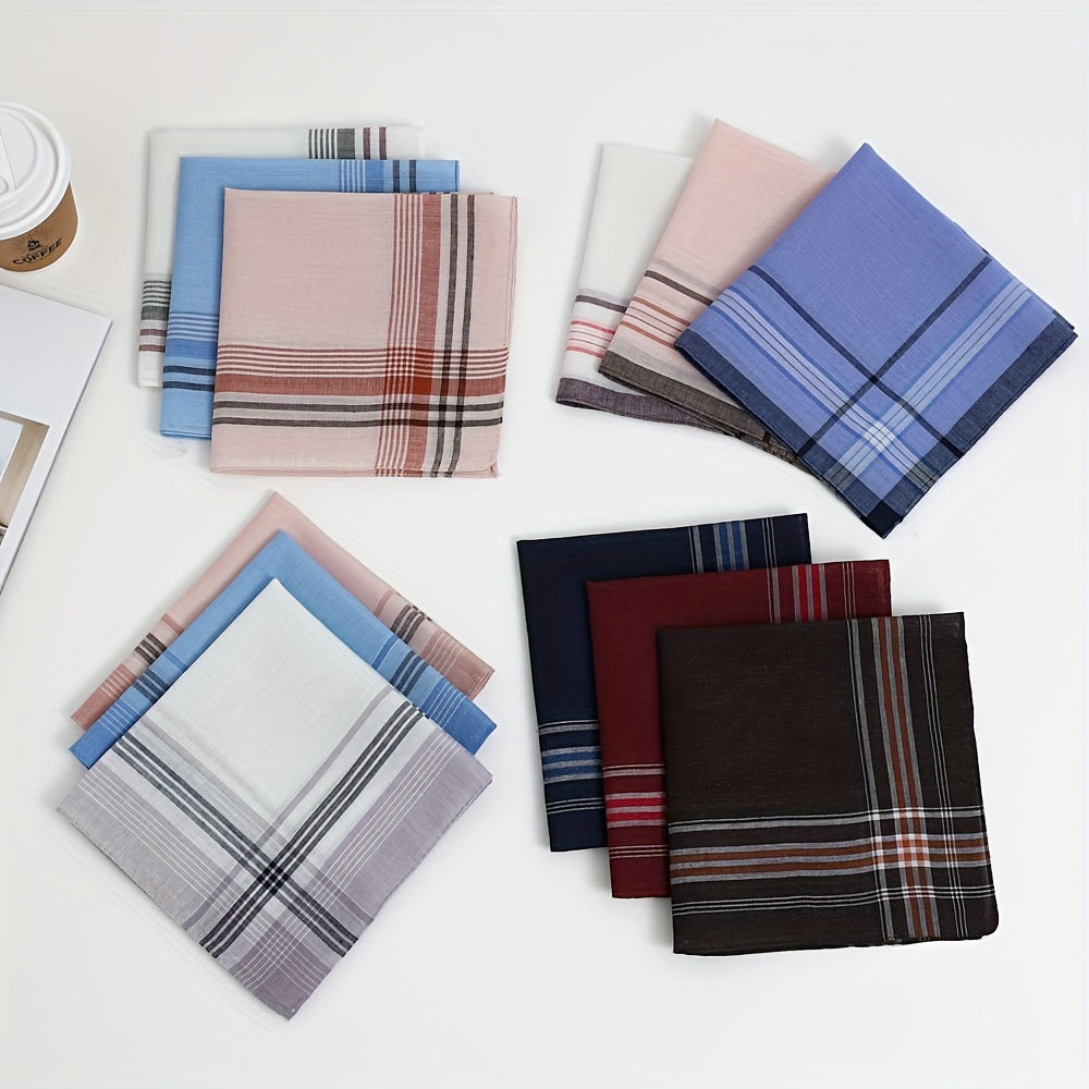 Men's Polyester Plaid Handkerchiefs 12-Pack for Weddings Outdoor Activities