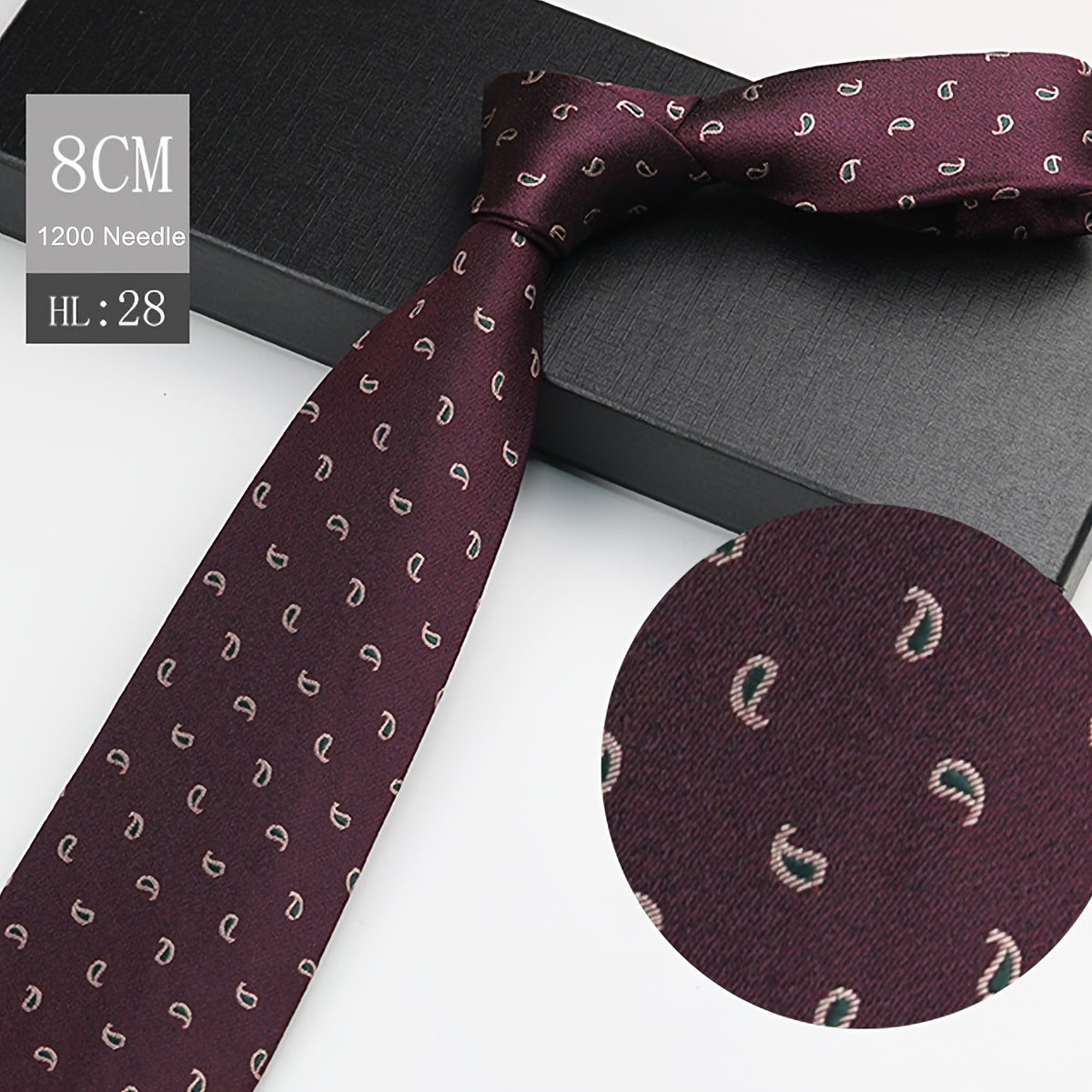 Men's Red Polyester Necktie 8cm Wide for Weddings and Business Events