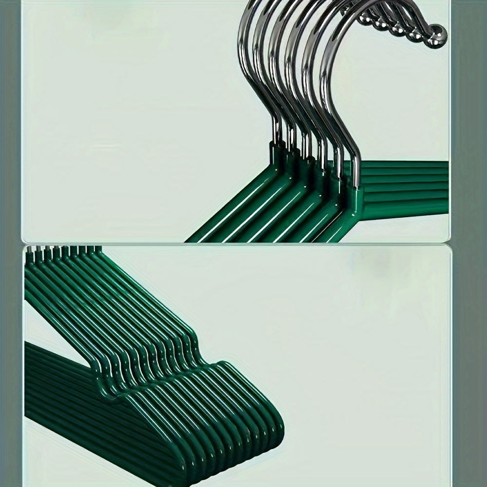 Juego de 10 perchas de ropa de acero inoxidable de alta resistencia con ranuras antideslizantes