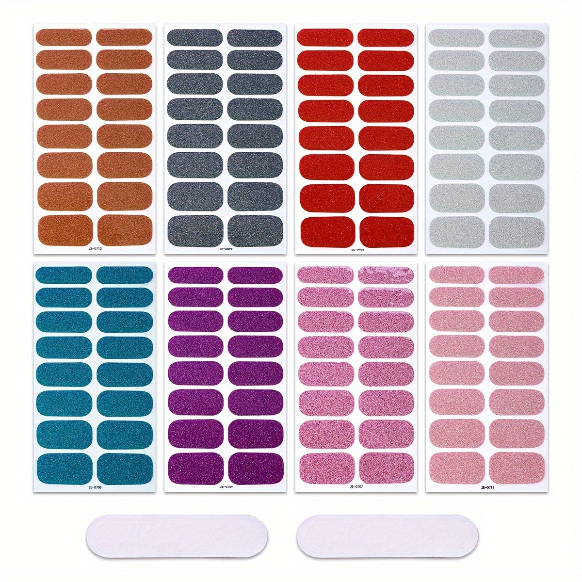 Pink Glitter Nail Wraps Set of 8 Sheets Self-Adhesive for DIY Nail Art