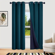 Bedroom Curtains Set with Coated Insulation Blackout Grommet Design 2 Pieces