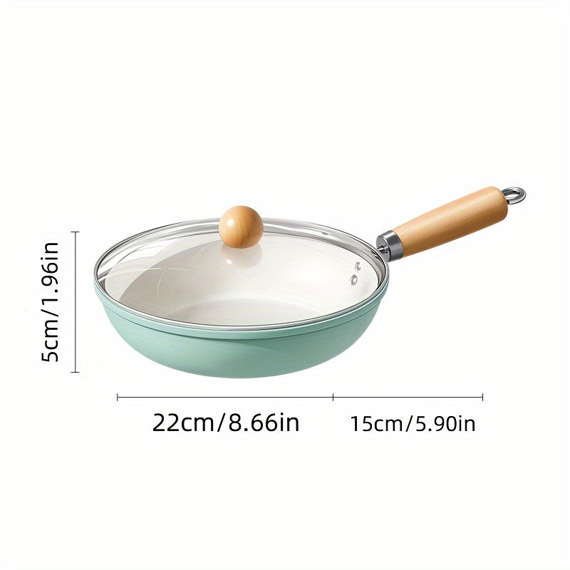 Non-Stick Ceramic Frying Pan Skillet with Cast Iron Handle for Induction Gas Stoves