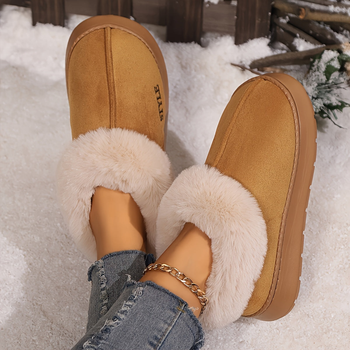 Ayollar uchun qishki issiq kengaytirilgan shippaklar, 5 rangda qulay kundalik poyabzal