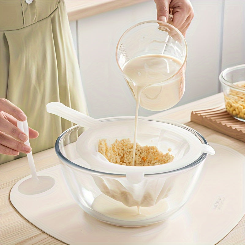 Nylon Food Filter Spoon 300 Mesh Holes Double Ear Strainer for Soy Milk Coffee Juice