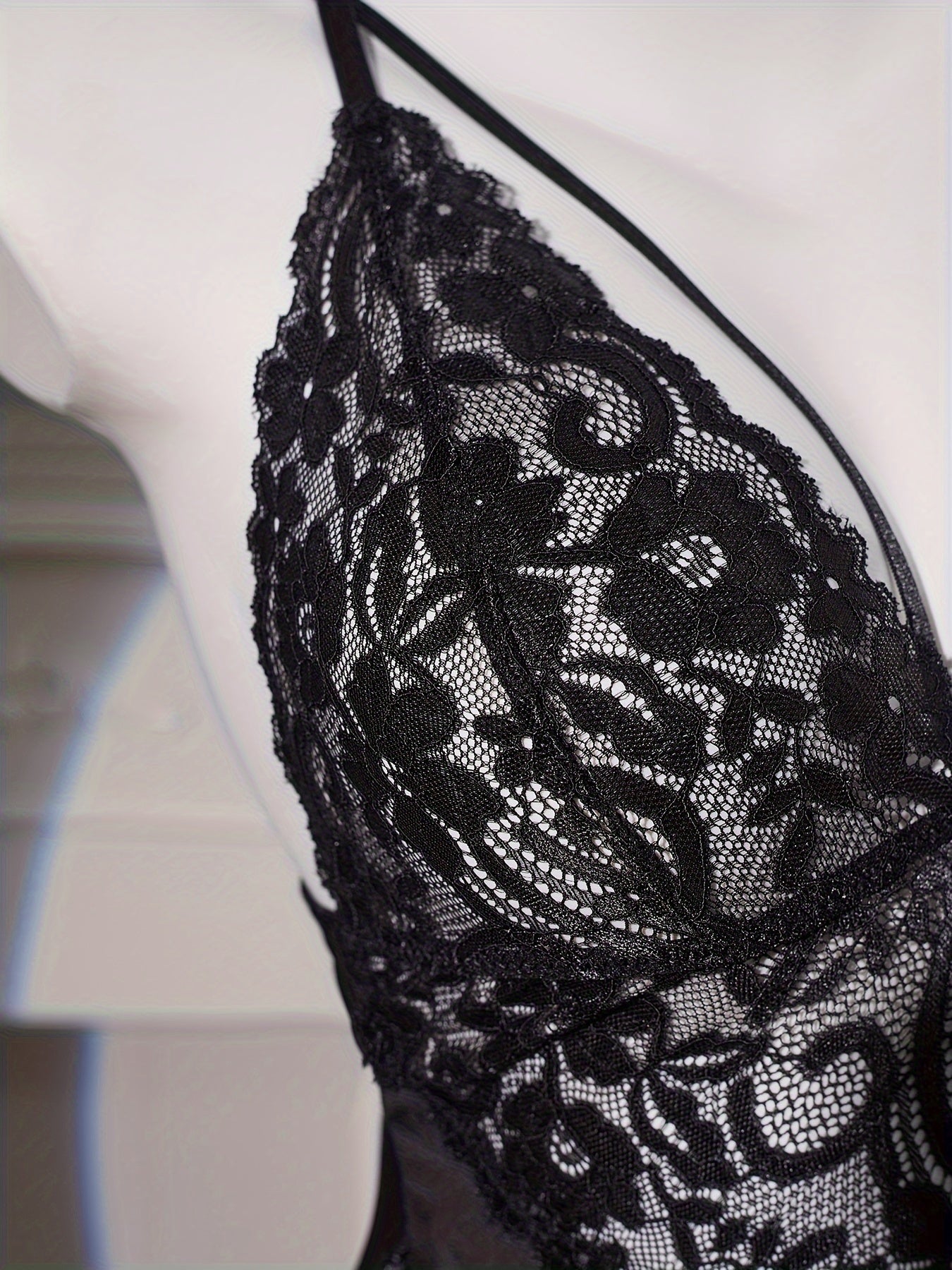 Women's Lace Bodysuit Sheer Mesh Low Support Nylon Spandex Lingerie