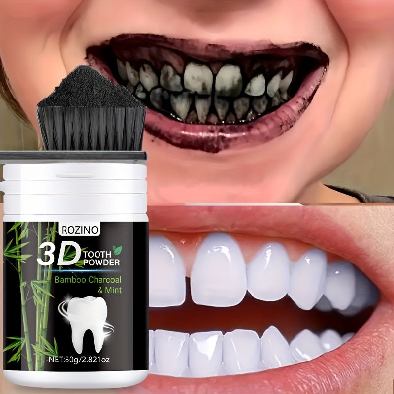 Men Women Natural Bamboo Charcoal Mint Tooth Powder Deep Clean Whitening