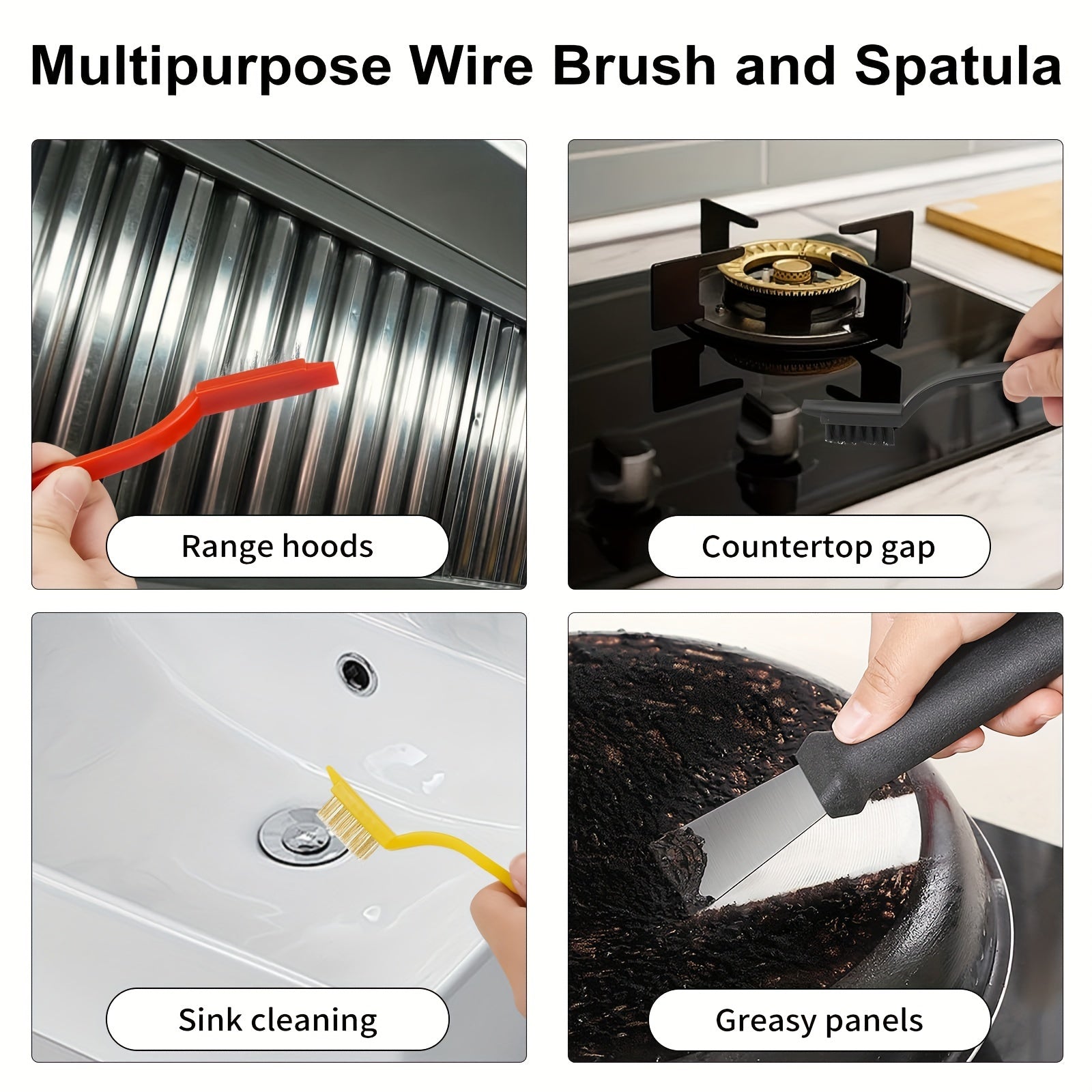 Set of 11 Crevice Cleaning Brushes with Long Handle and Strong Bristles