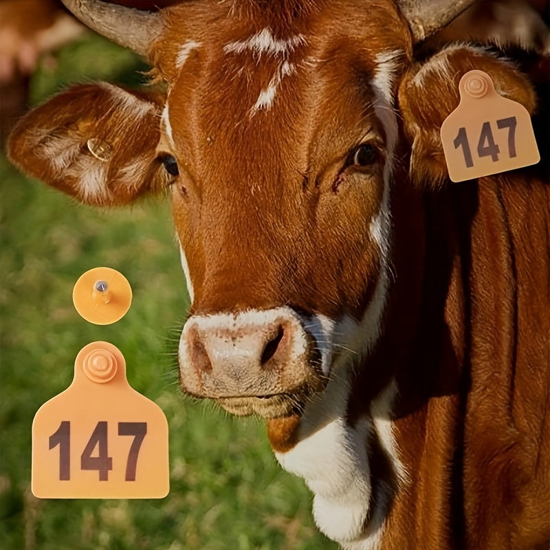 100 dona plastik chorva mollari uchun raqamlangan quloq belgilari, qoramol, qo'y, cho'chqa uchun, soch tushishini oldini oluvchi bilan