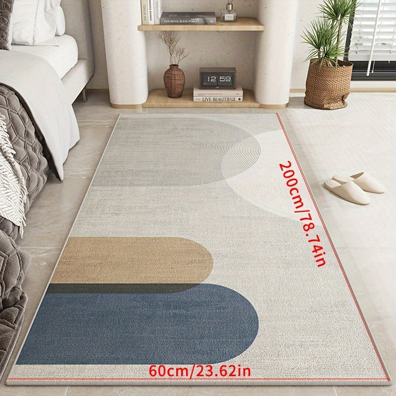 Alfombra de estilo nórdico para corredores antideslizante, resistente a manchas, duradera, con diseño abstracto y circular, para entrada, dormitorio, sala de estar y lavandería