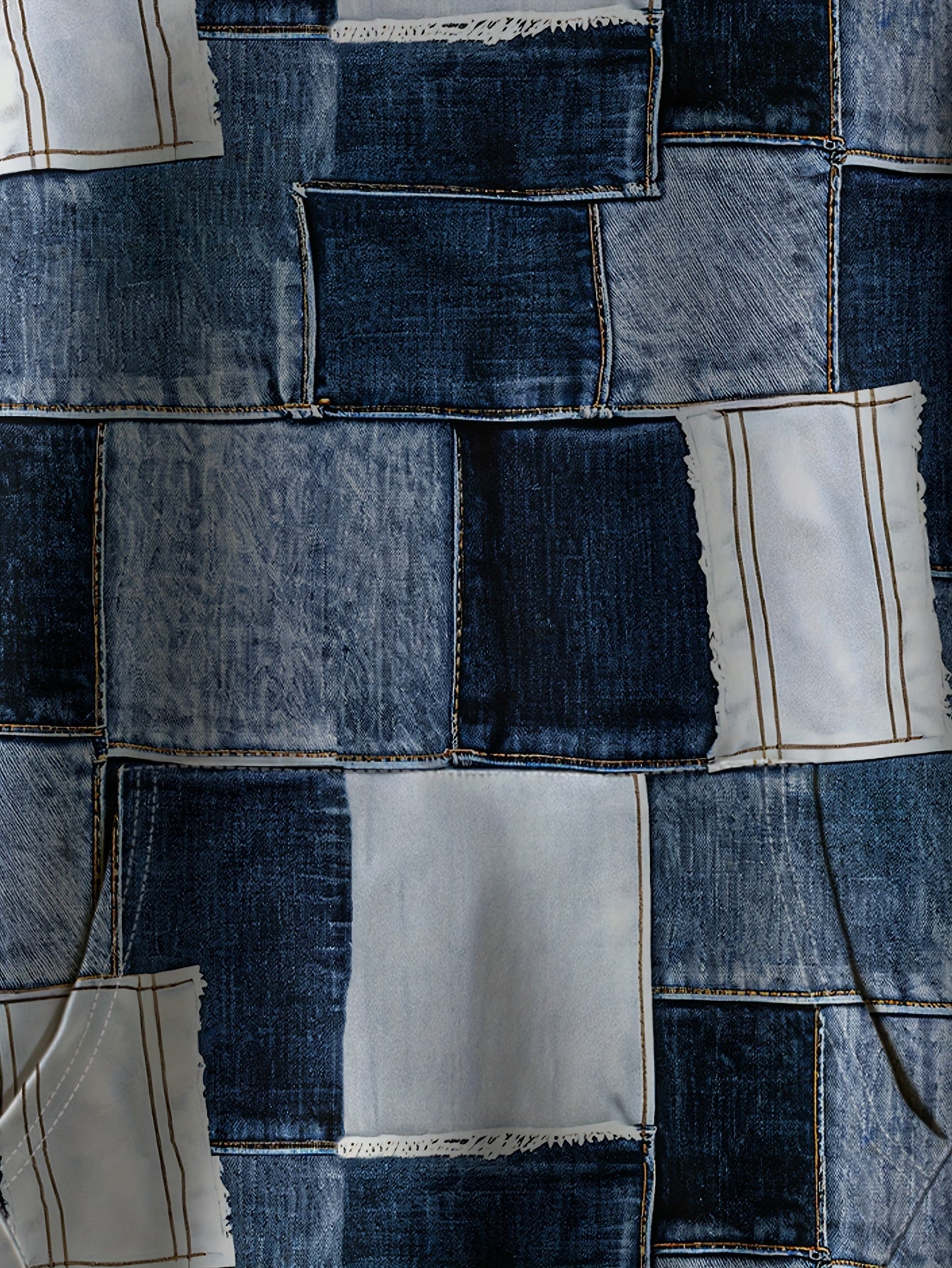 Толстовка женская с имитацией денима большого размера, повседневная, с длинными рукавами, искусственный деним, нашивка