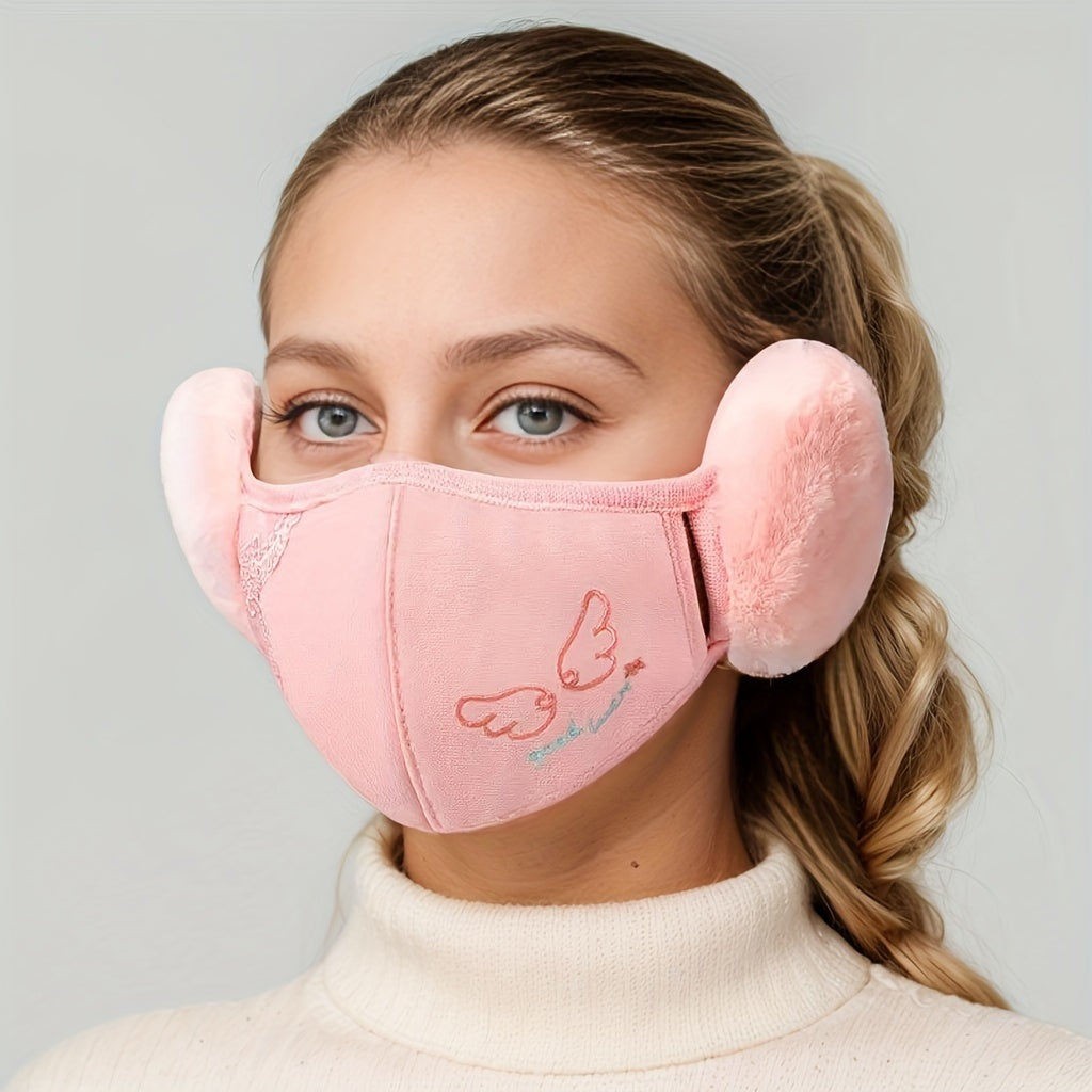 Women's Winter Ear Muff Face Mask Windproof Breathable Stretch Polyester