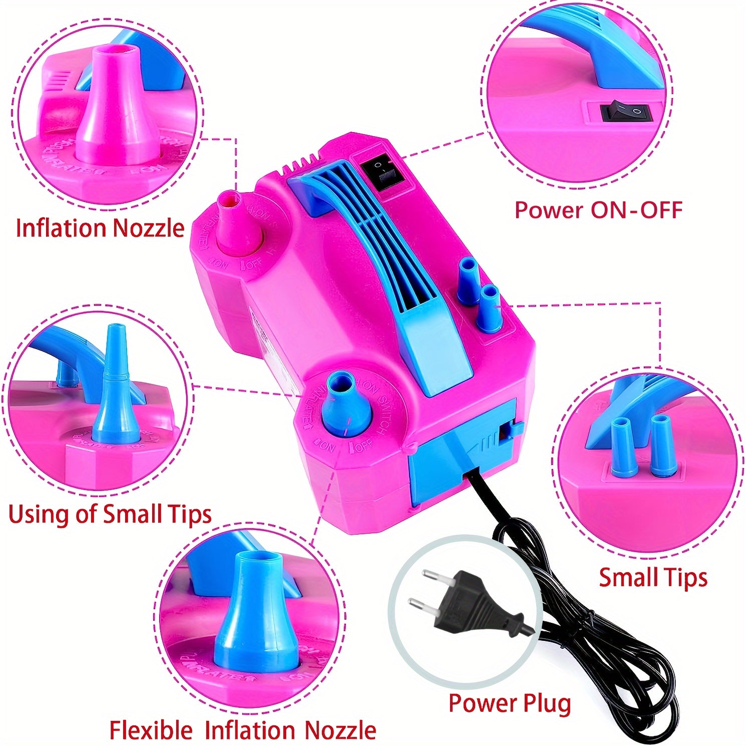 600W Dual Nozzle Electric Balloon Pump for Parties and Weddings