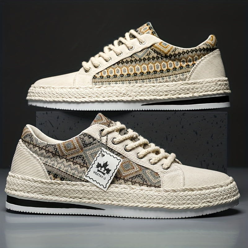 Men's Canvas Skate Shoes Lace-Up Casual Sneakers Street Style Round Toe